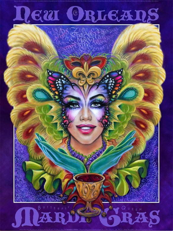 The Butterfly Queen - 2025 Mardi Gras Poster by Andrea Mistretta
