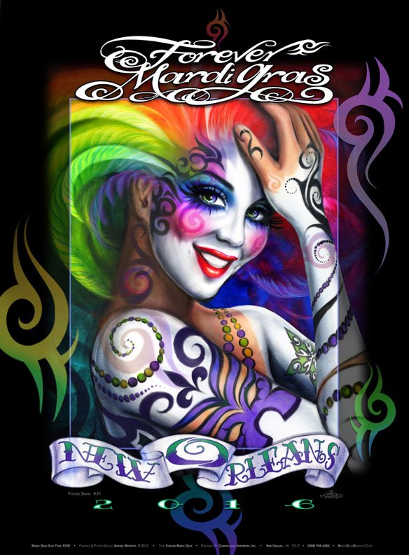 Forever Mardi Gras - 2016 Mardi Gras Poster by Andrea Mistretta