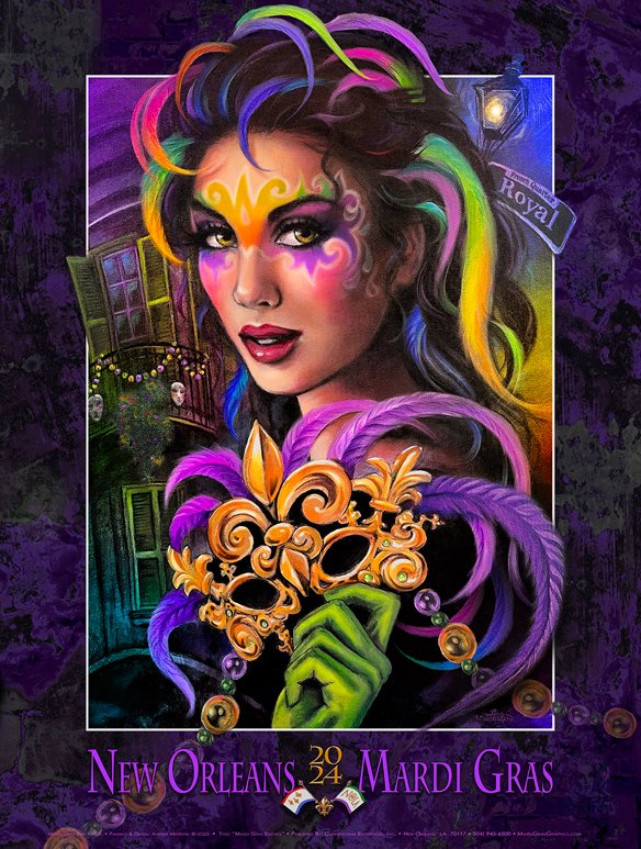 Mardi Gras Essence - 2024 Mardi Gras Poster by Andrea Mistretta