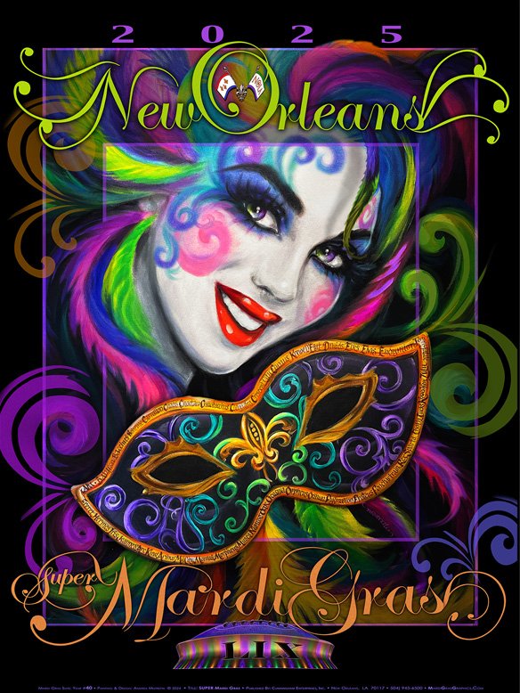 Super Mardi Gras - 2025 Mardi Gras Poster by Andrea Mistretta